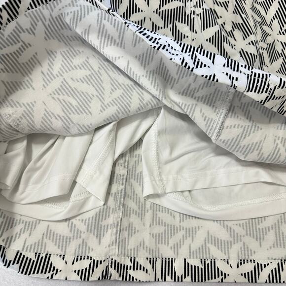 Lands End Floral Stripe Skirt Skort Black White Pull On Size 14 Tall - Picture 5 of 8